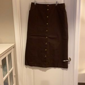Women’s brown denim long straight skirt XL